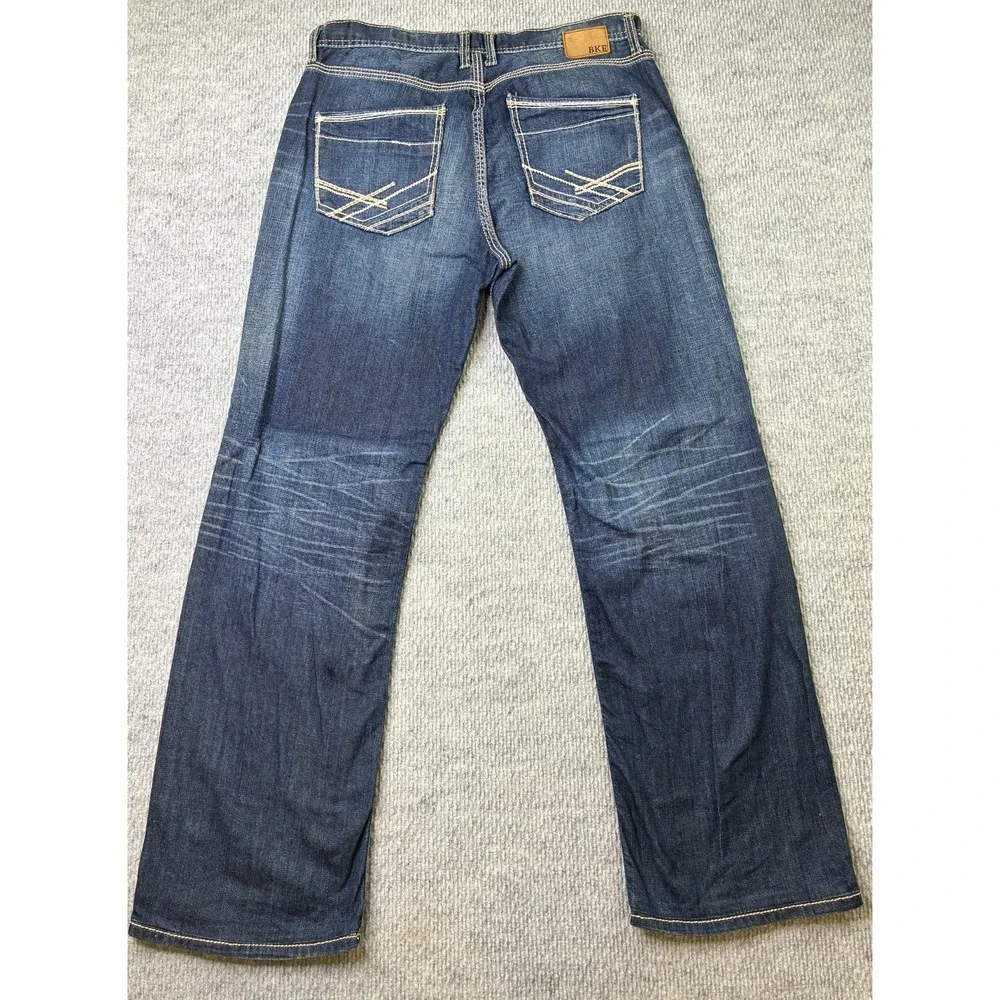BKE Tyler Jeans Mens 36XL 36x33 Dark Wash Straight Leg Thick Stitch ABM4293